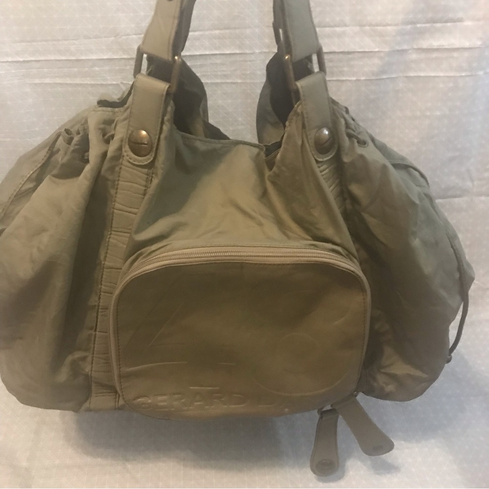 Gerard Darel 48 HR Leather Polished Cotton Travel Bag - Picture 2 of 6